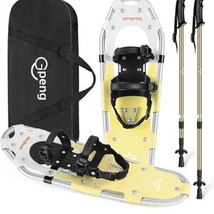 Gpeng Off-white (Yellow) Snowshoes with Poles&bag 25